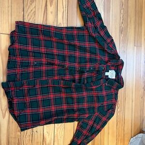 St. John's Bay Green and Red Checkered Shirt